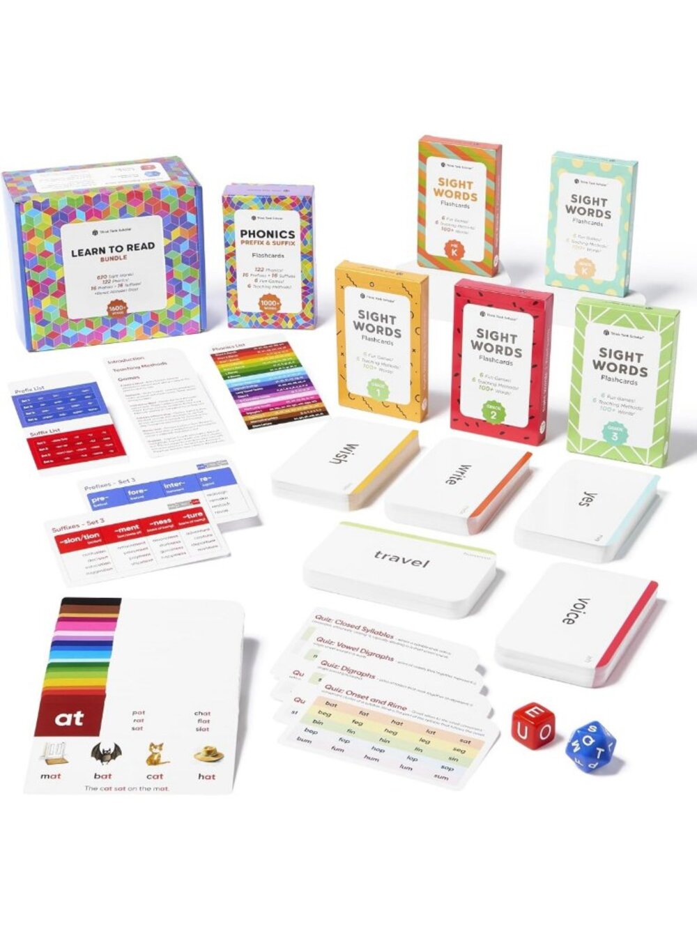 Learn to Read Flash Card Set - 1600+ Words, Sight Words, Phonics & Games for